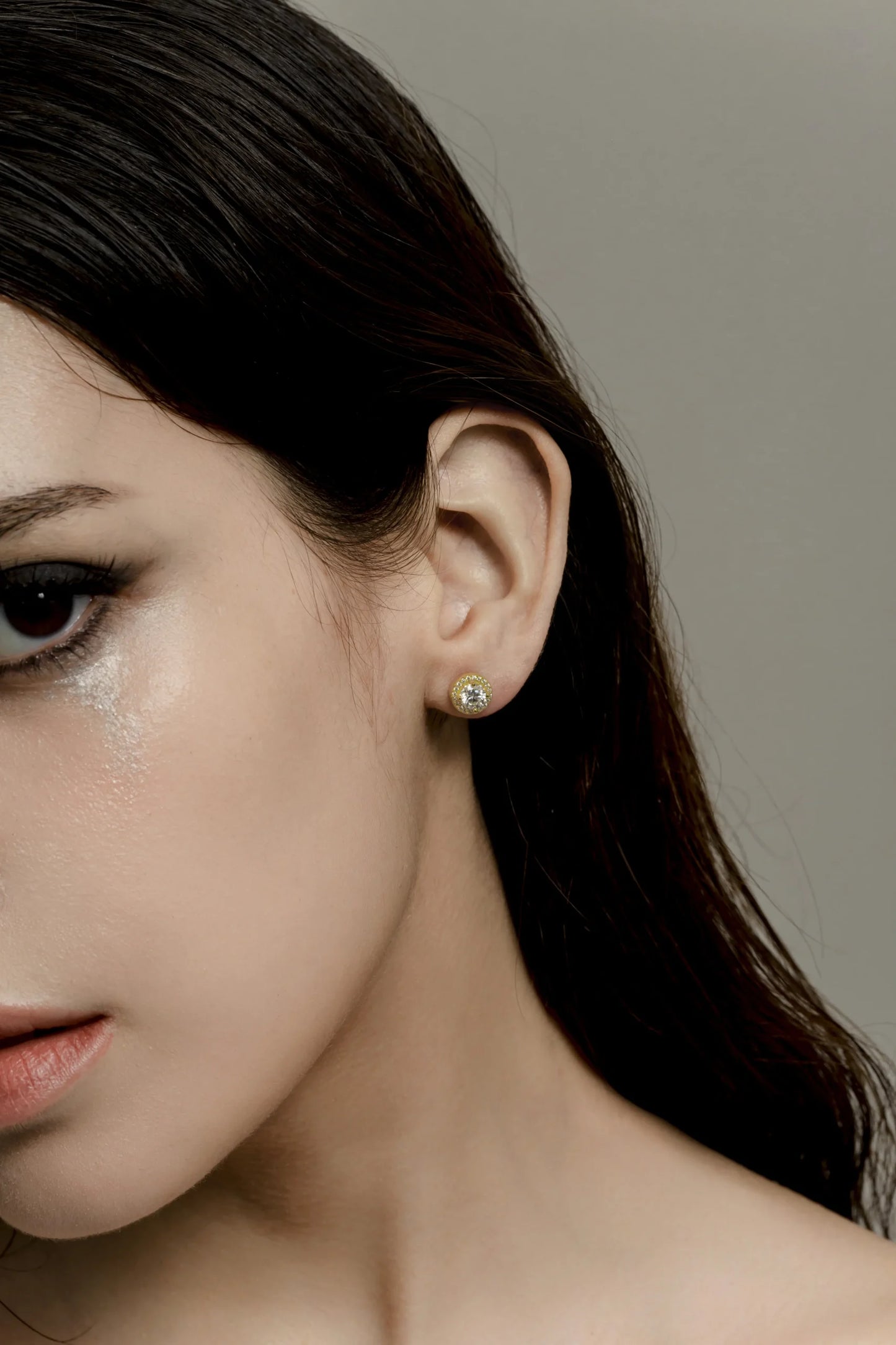 Yellow Gold Halo Earrings