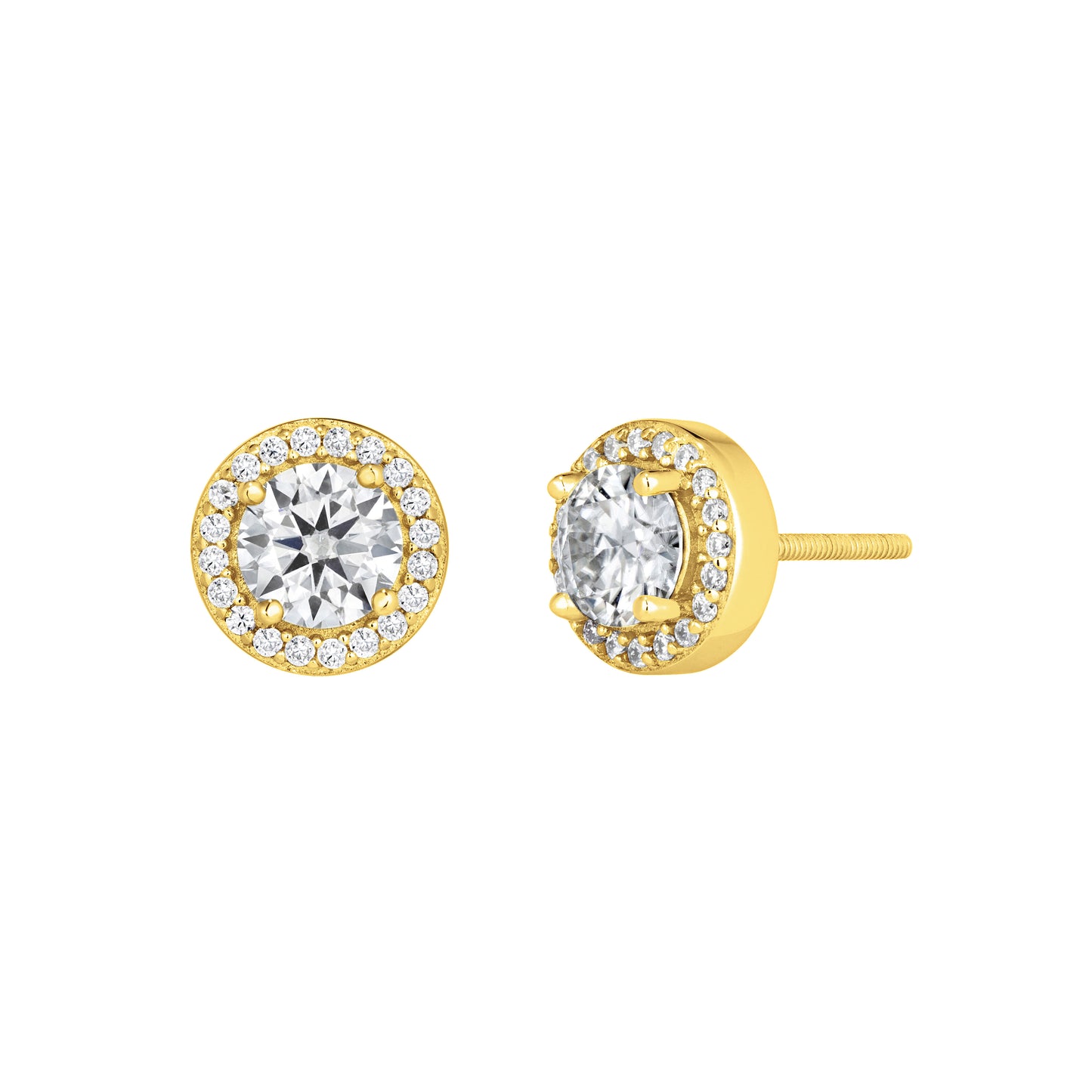 Yellow Gold Halo Earrings