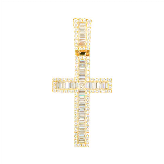 Baguette Cross Pendant (Yellow Gold)
