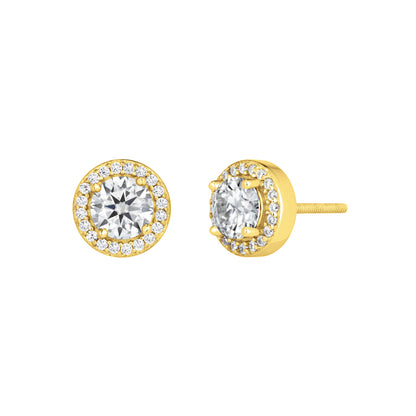 Yellow Gold Halo Earrings