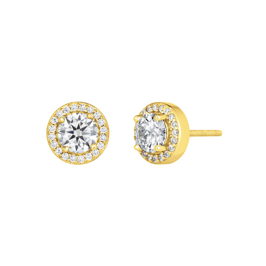 Yellow Gold Halo Earrings